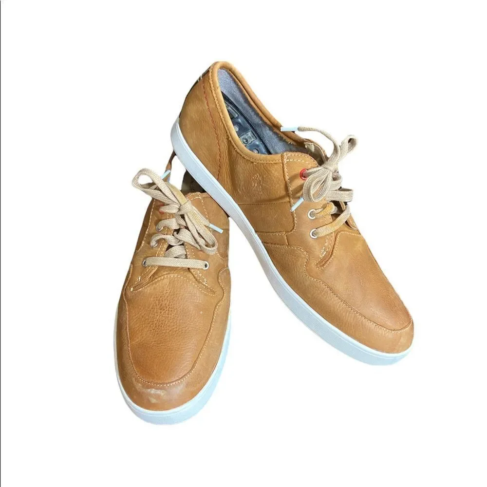 Mens VTG Hush Puppies HPO2 Flex Brown Tan Soft Leather Laved Casual Shoes Sz 13M